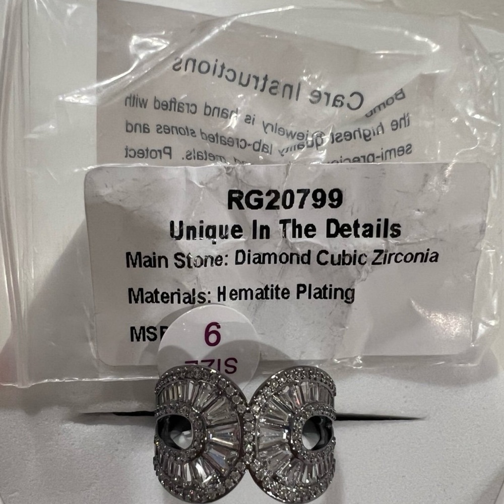 Bomb Party BP CZ on Hematite Ring size 9 “Unique in the details” RG20799